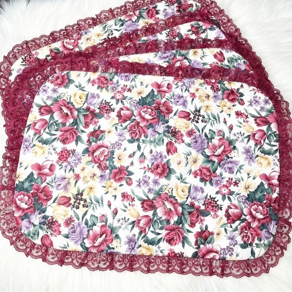 Vintage 80's 90s Retro Floral Placemats - Picture 1 of 4